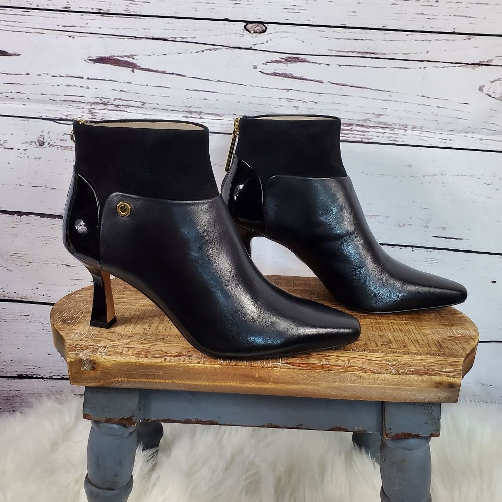 Louise et Cie Lyndie Bootie with Back Zip Black Leather Size 8 Medium BRAND NEW